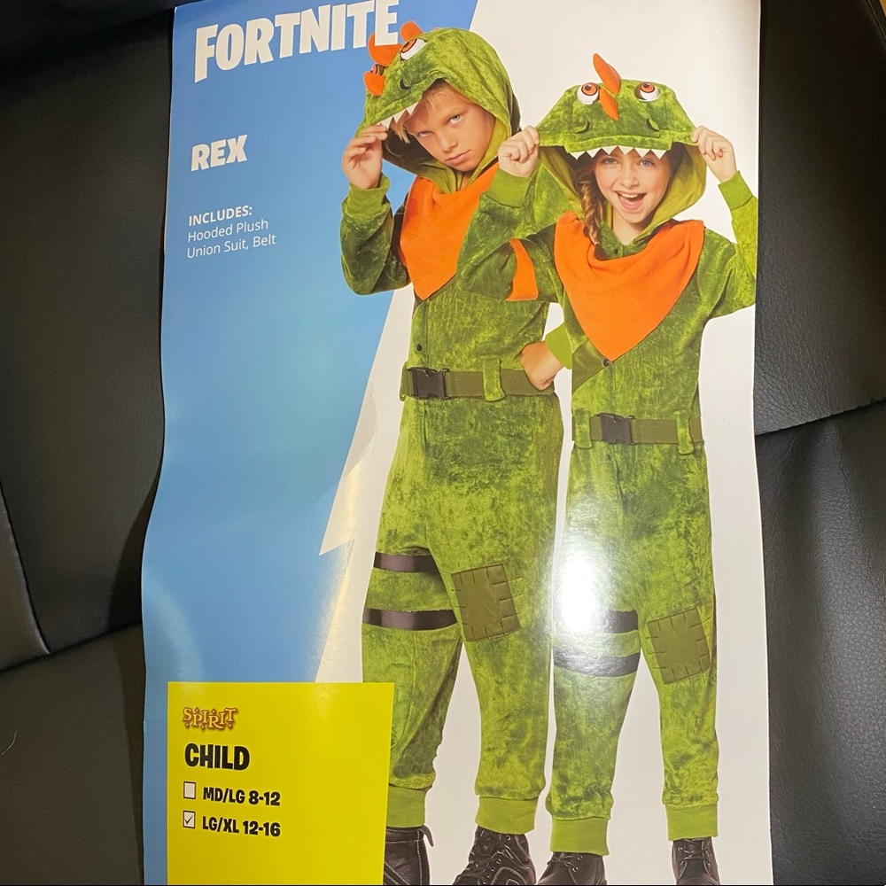 FortNite Rex Dinosaur Halloween Pajama Costume Kids Size L/XL Good Condition